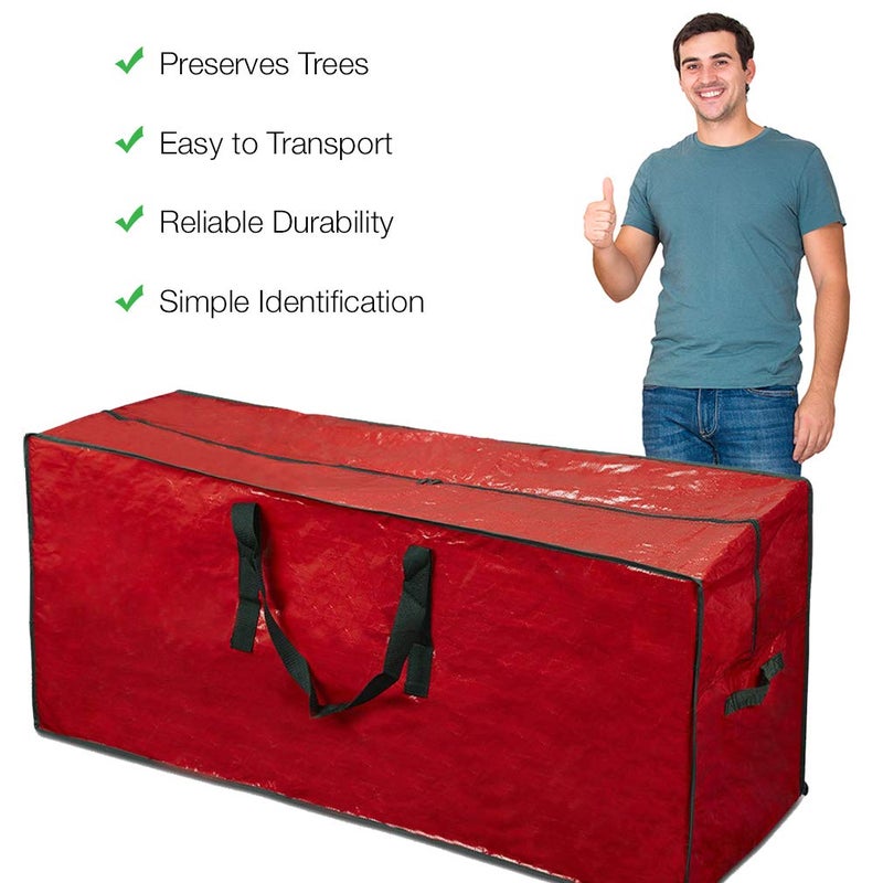 ProPik Christmas Tree Storage Bag | Fits Up to 7 ft. Tall Disassembled Tree | 45" x 15" x 20" Holiday Artificial Tree Storage Case | Perfect Xmas Storage Container with Handles and Sleek Zipper (Red) - Image 4